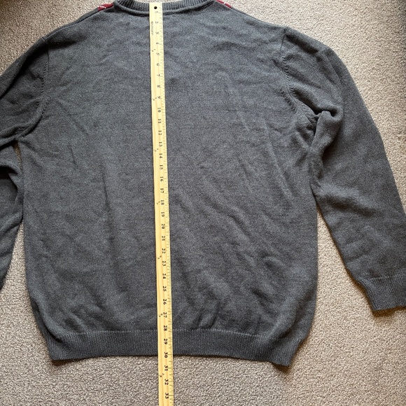 Minga London V-Neck Argyle Jumper Long Sleeve Cotton Sweater Grey | US Sz 12 - Picture 12 of 12